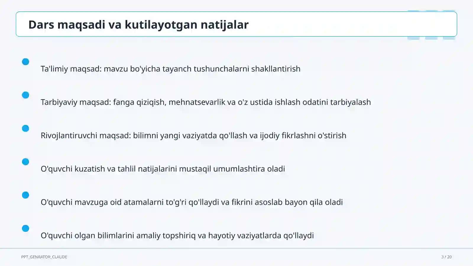 Algebra (7–11) — ochiq dars uchun 3