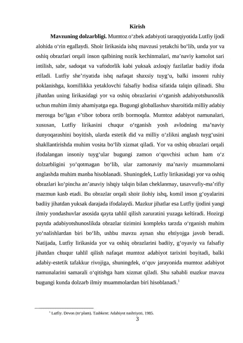 Lutfiy lirikasida yor va oshiq obrazlari 3