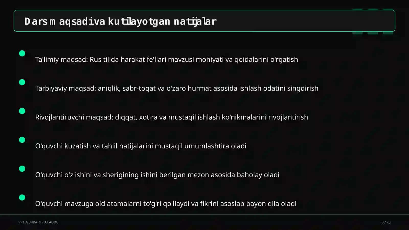 Rus tilida harakat fe'llari (6-sinf) 3