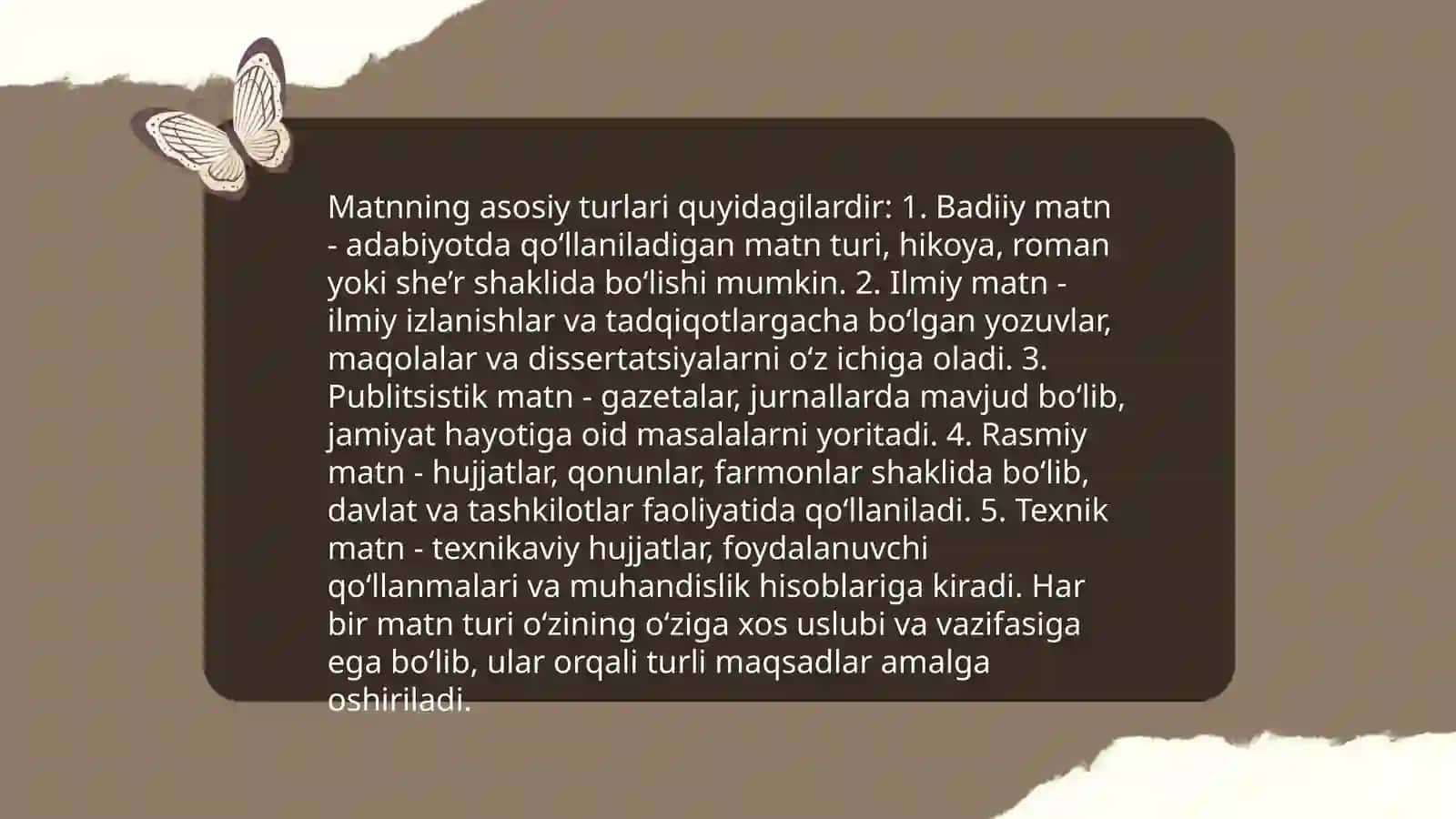 Matn turlari va tarkibi 3