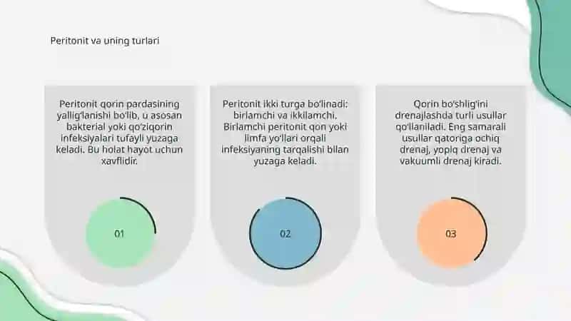 Peritonitlarda qorin böshliğini drenajlash usullari 3