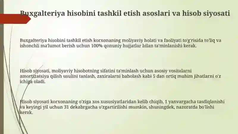 Buxgalteriya hisobini tashkil etish asoslari va hisob siyosati 3