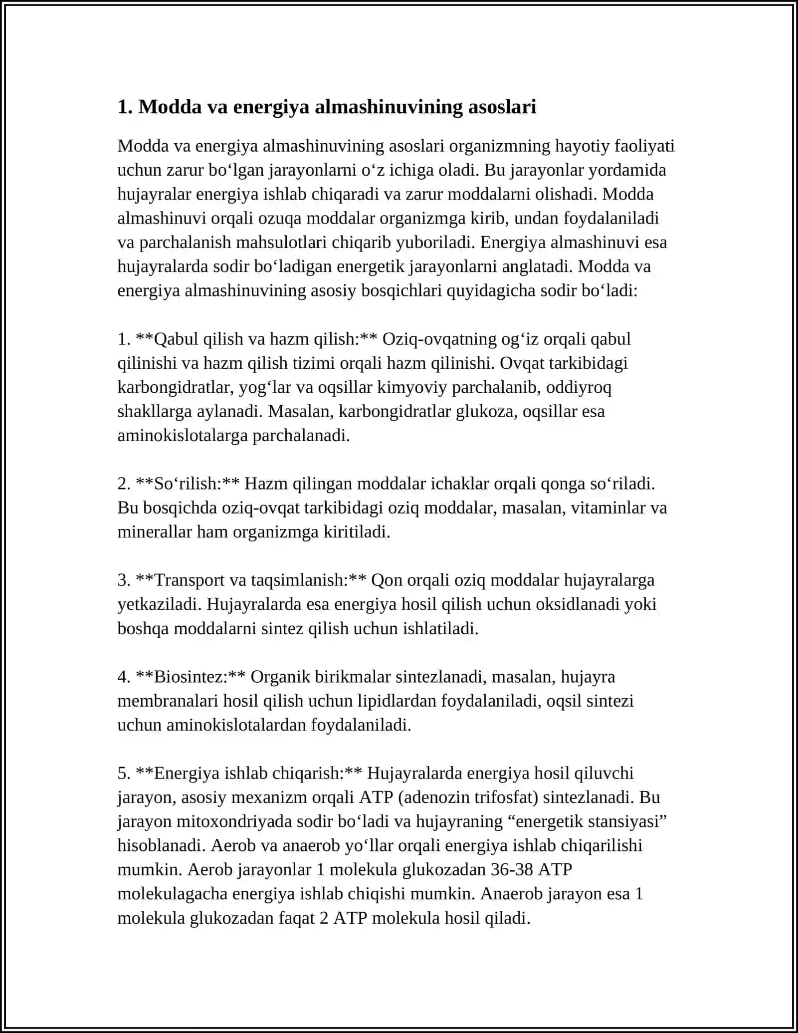 Hujayrada moddalar almashinuvi 3