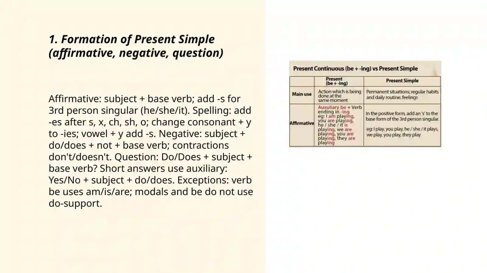 Present Simple and Present Continuous 3
