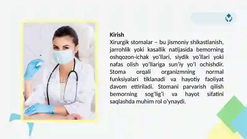 “XIRURGIK STOMANI PARVARISH QILISH” 3