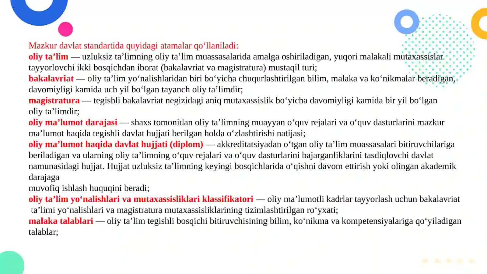 OLIY TA’LIMNING DAVLAT TA’LIM STANDARTI 3