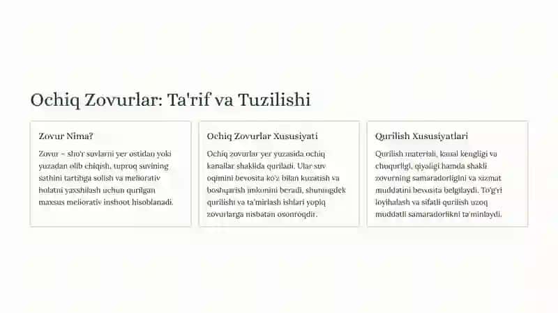 Ochiq Zovurlarning Vazifalari 3
