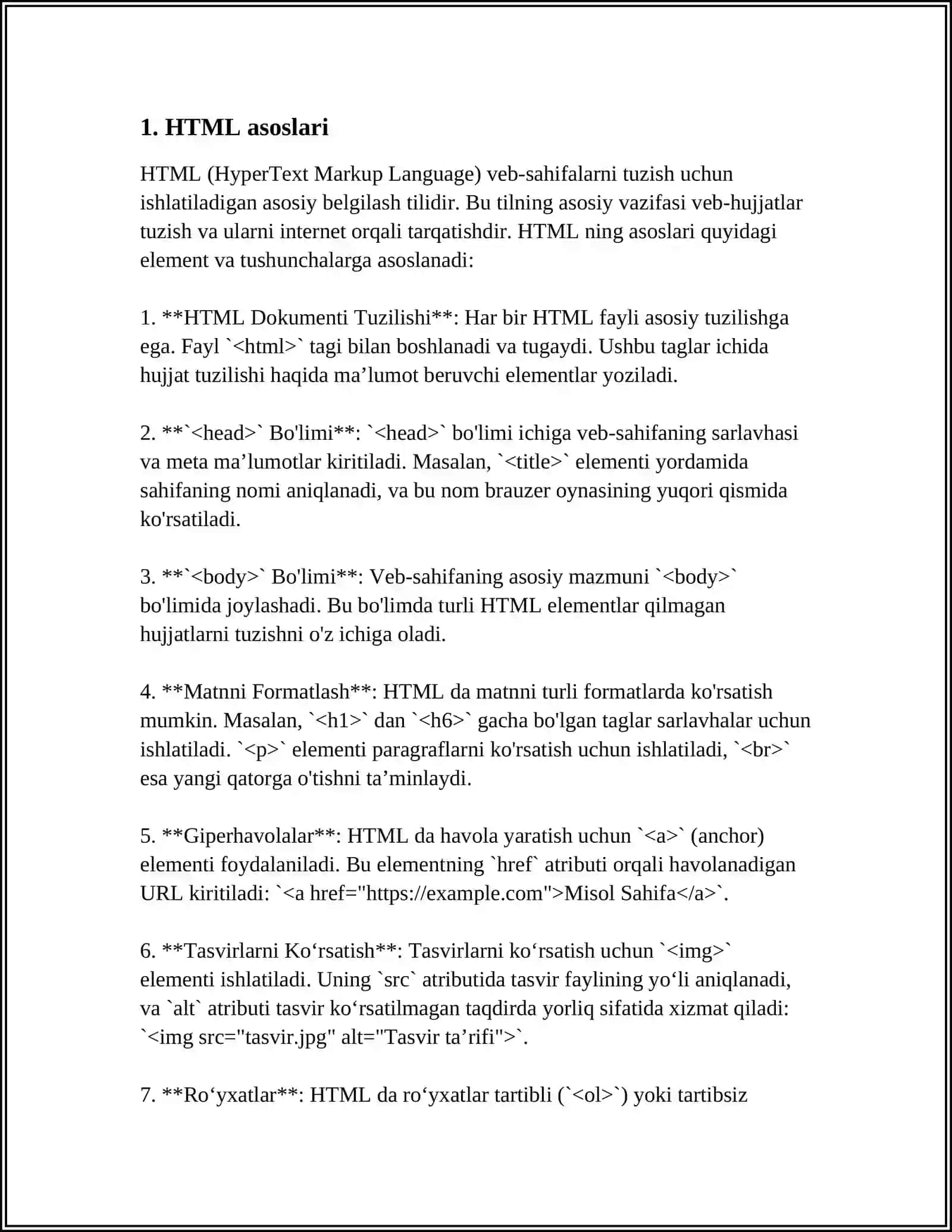 HTML ELEMENTLARI 3
