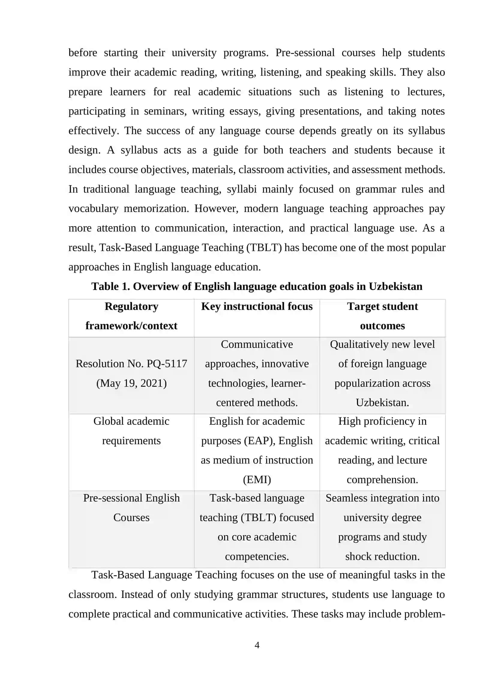 Creating a task-based syllabus for a prosessional english course 3