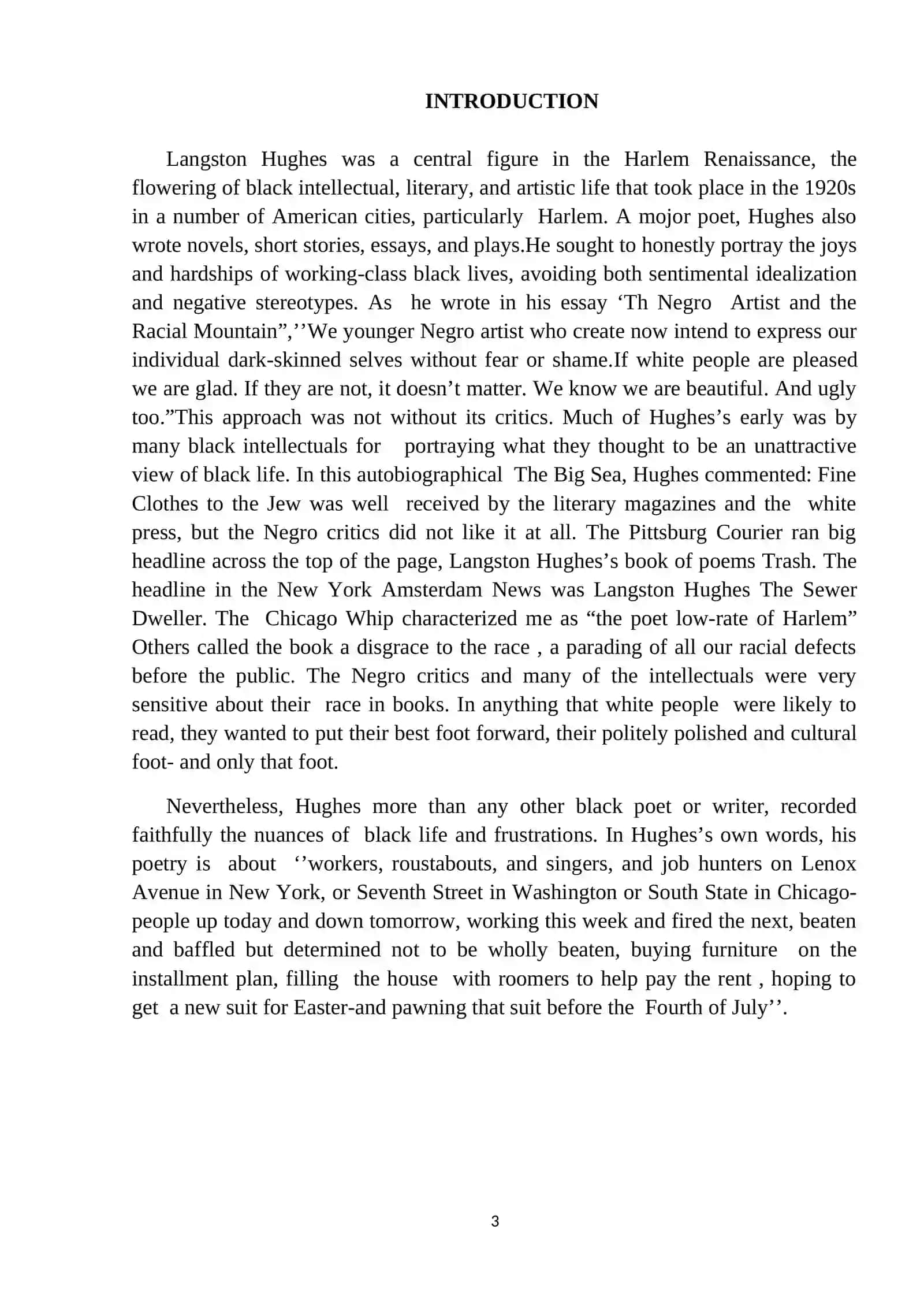 Theme: Langston Hughes And His Poetry 3