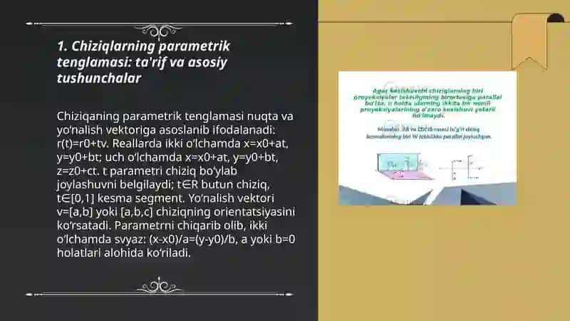 Chiziqlarning parametrik tenglamasi 3