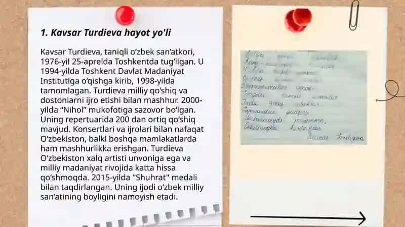 Kavsar Turdieva hayoti va ijodi 3