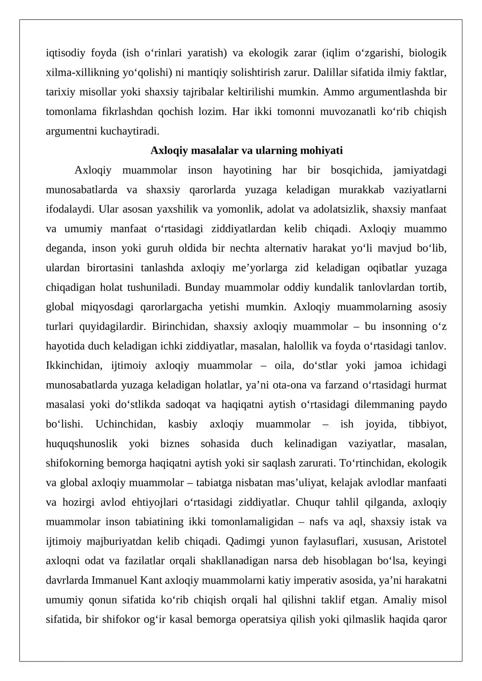 Axloqiy masalalarni argumentlash boʻyicha 3