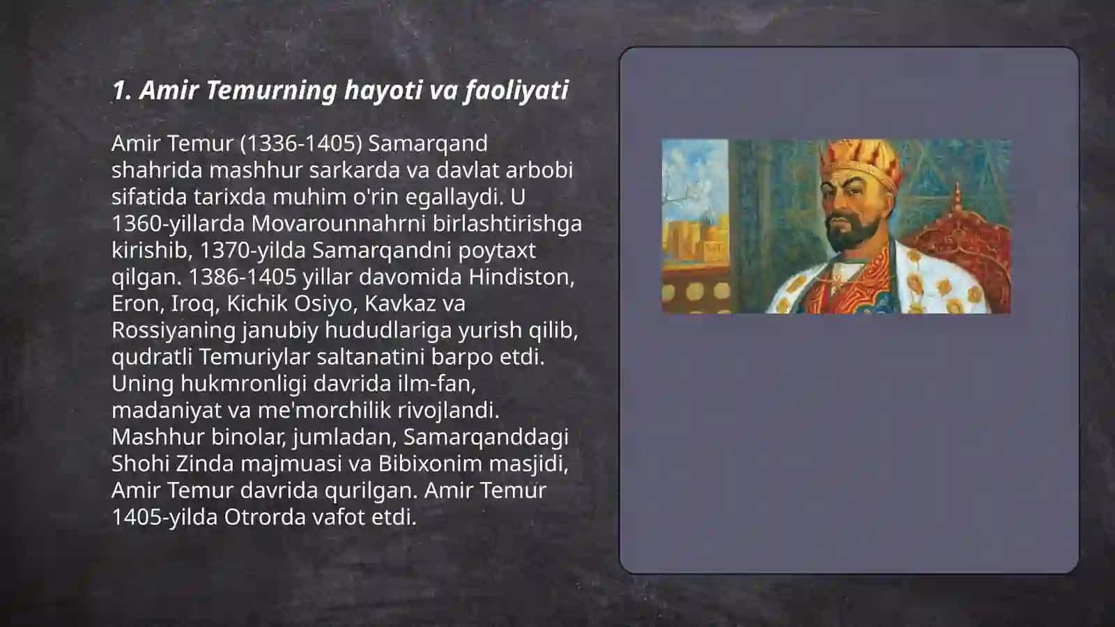 Amir Temur-buyuk davlat arbobi va sarkarda 3