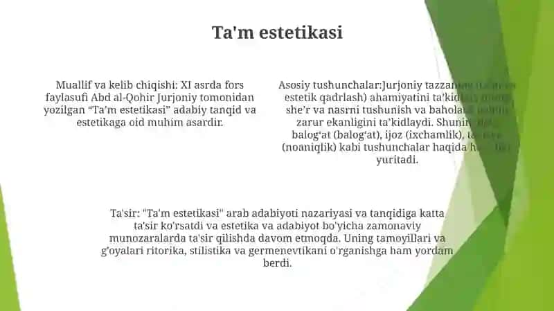 Nafosat Falsafasi. Estetika 3