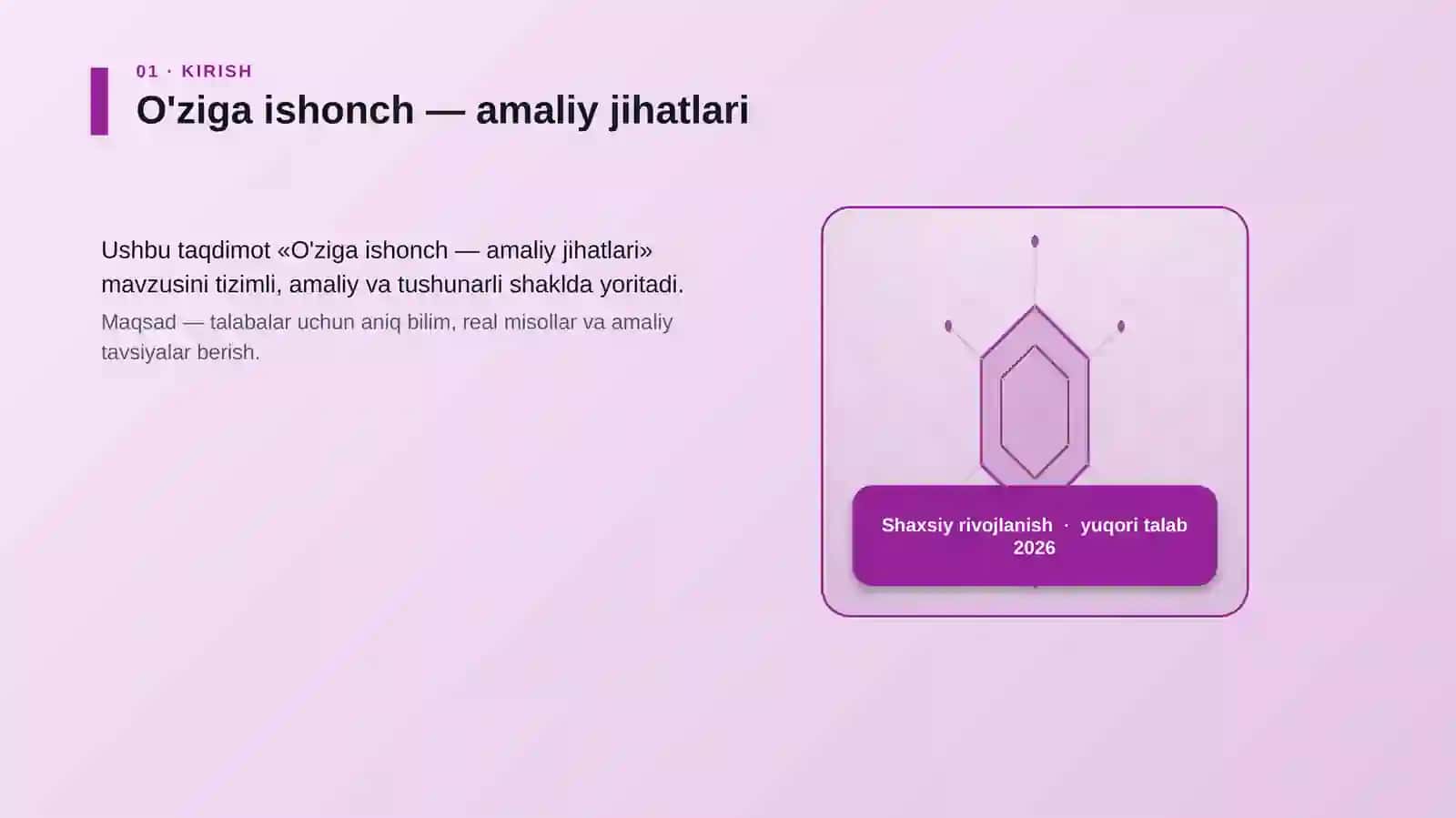 O'ziga ishonch — amaliy jihatlari 3