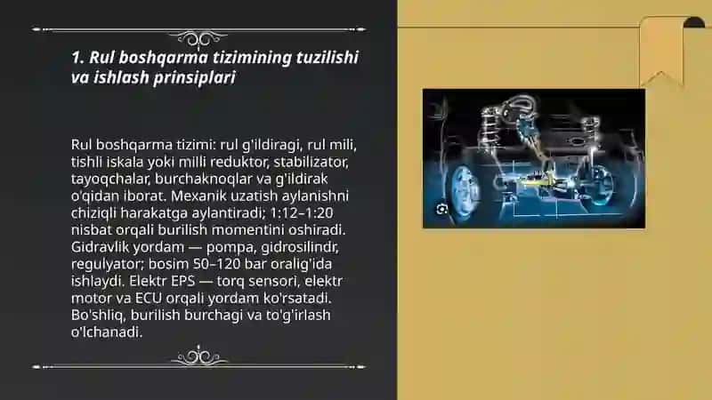 Rul boshqarmasini diagnostikalash va sozlash ishlari texnologiyasi 3