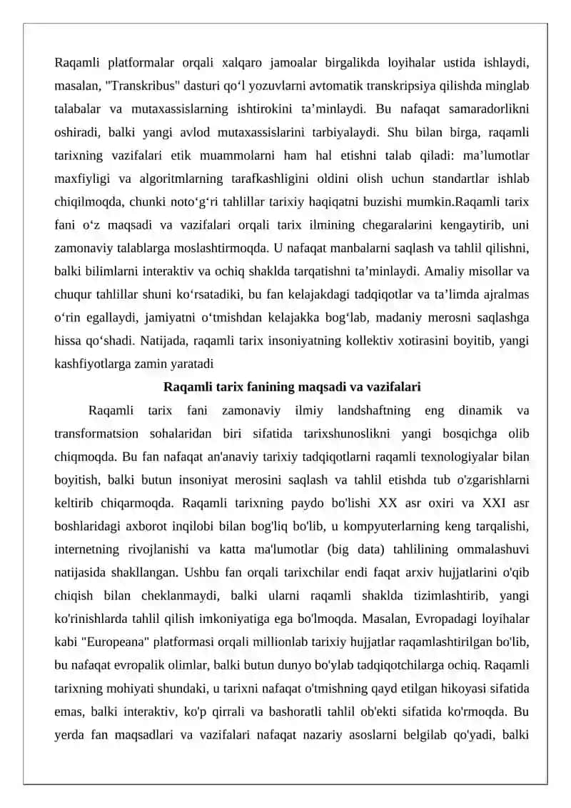 Raqamli tarix Fanining maqsadi va vazifalari 3