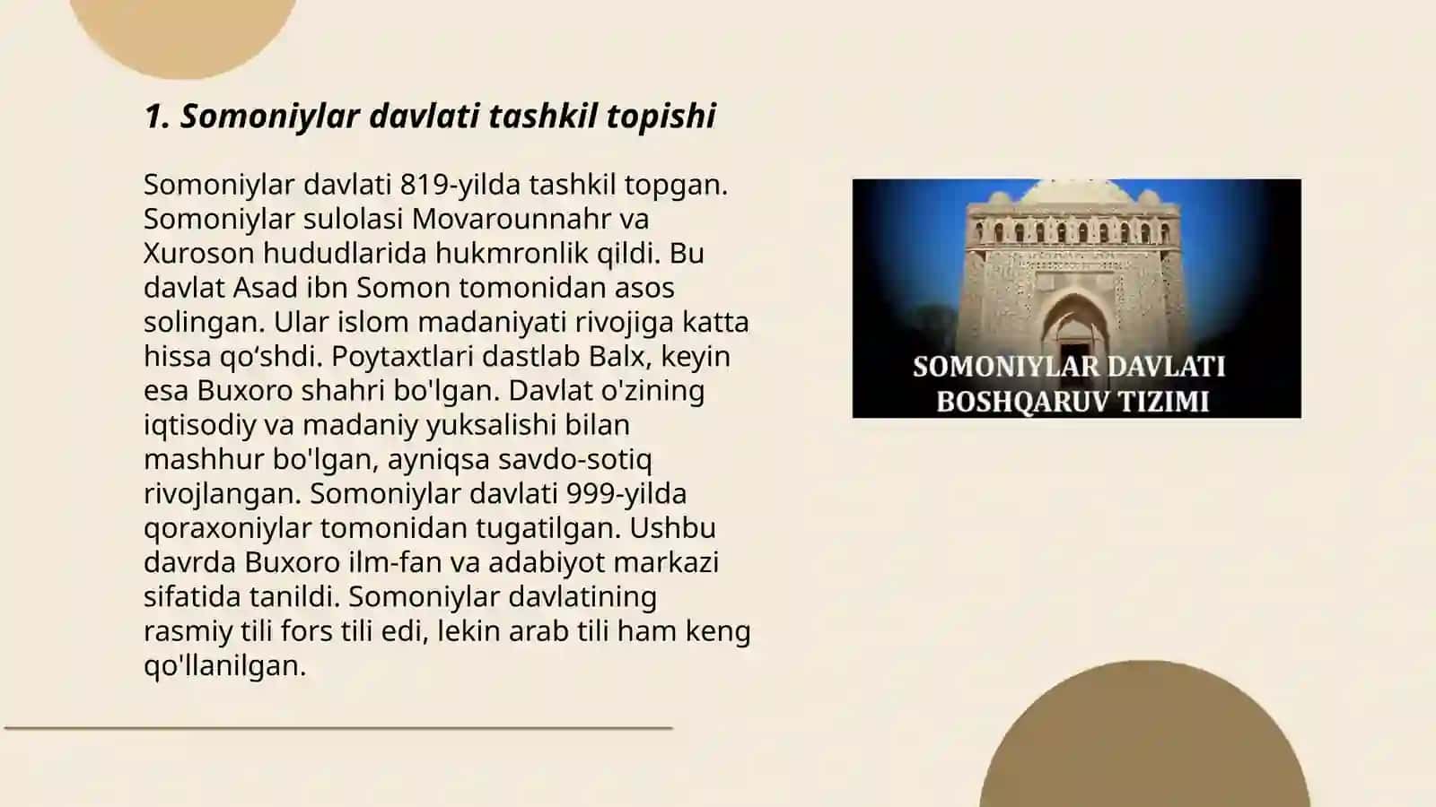 Somoniylar davlati tashkil topishi 3
