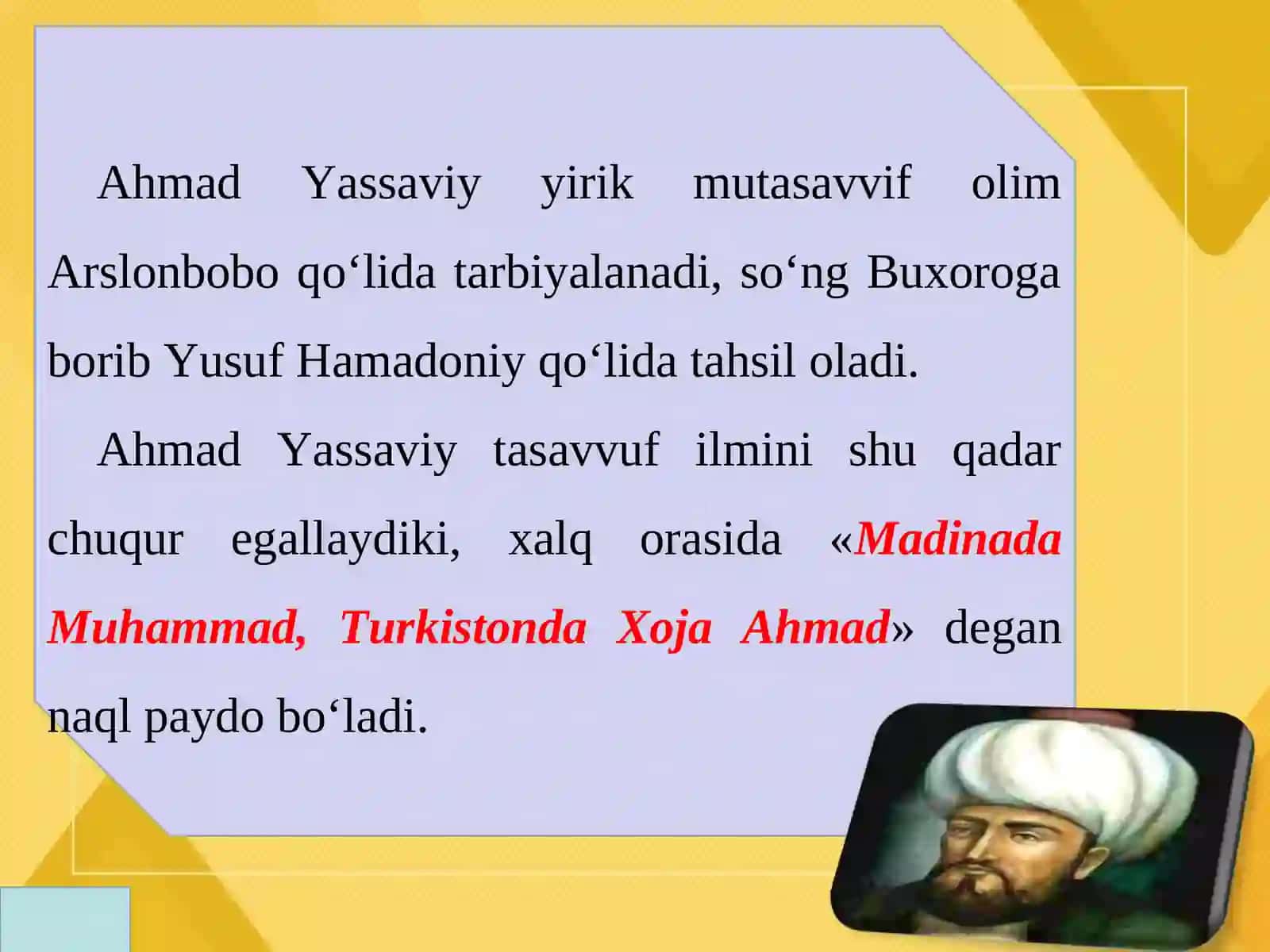 Ahmad yassaviy hayot yo'li 3