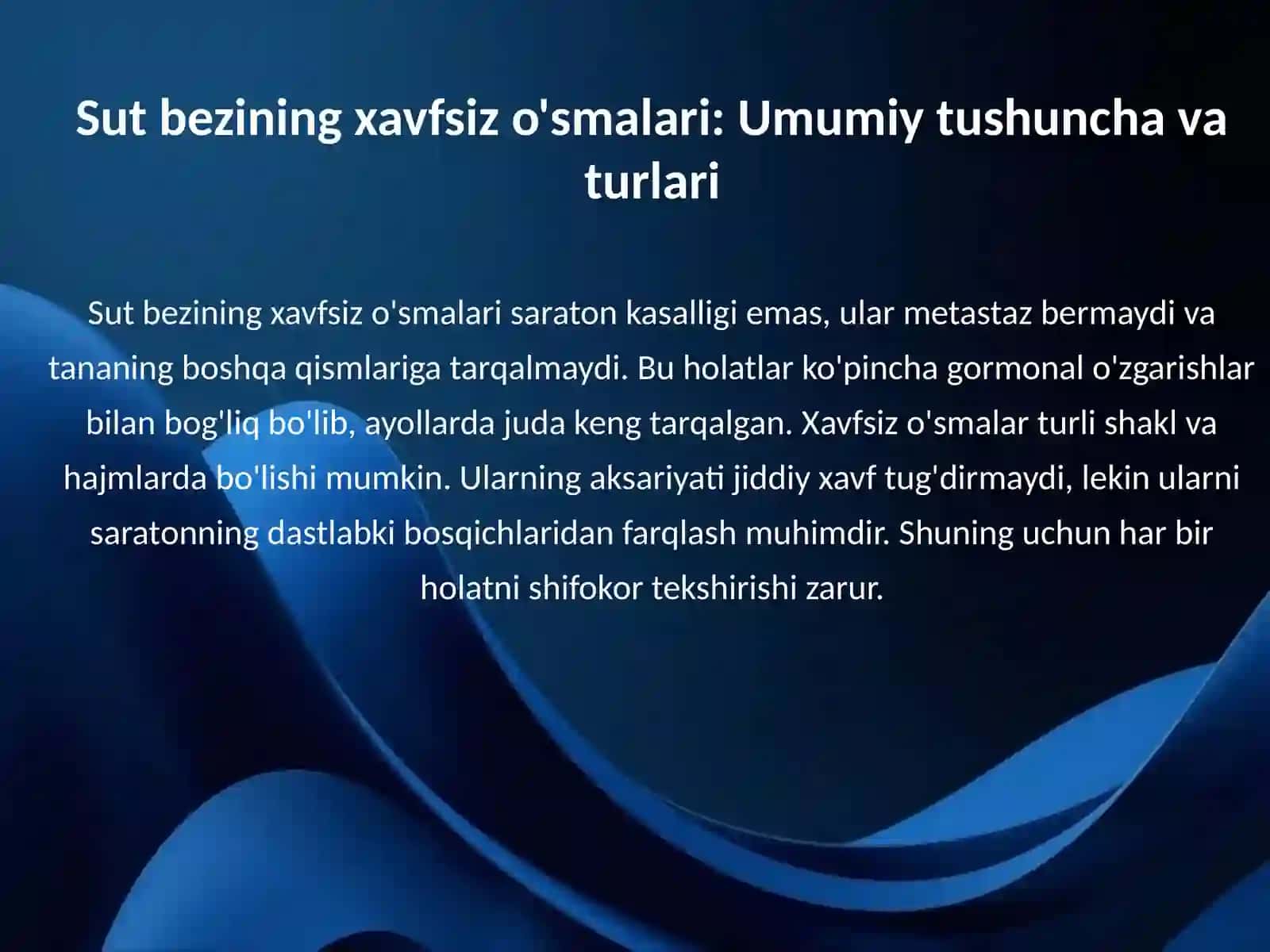 Xavfsiz o'smalar (sut bezi) 3