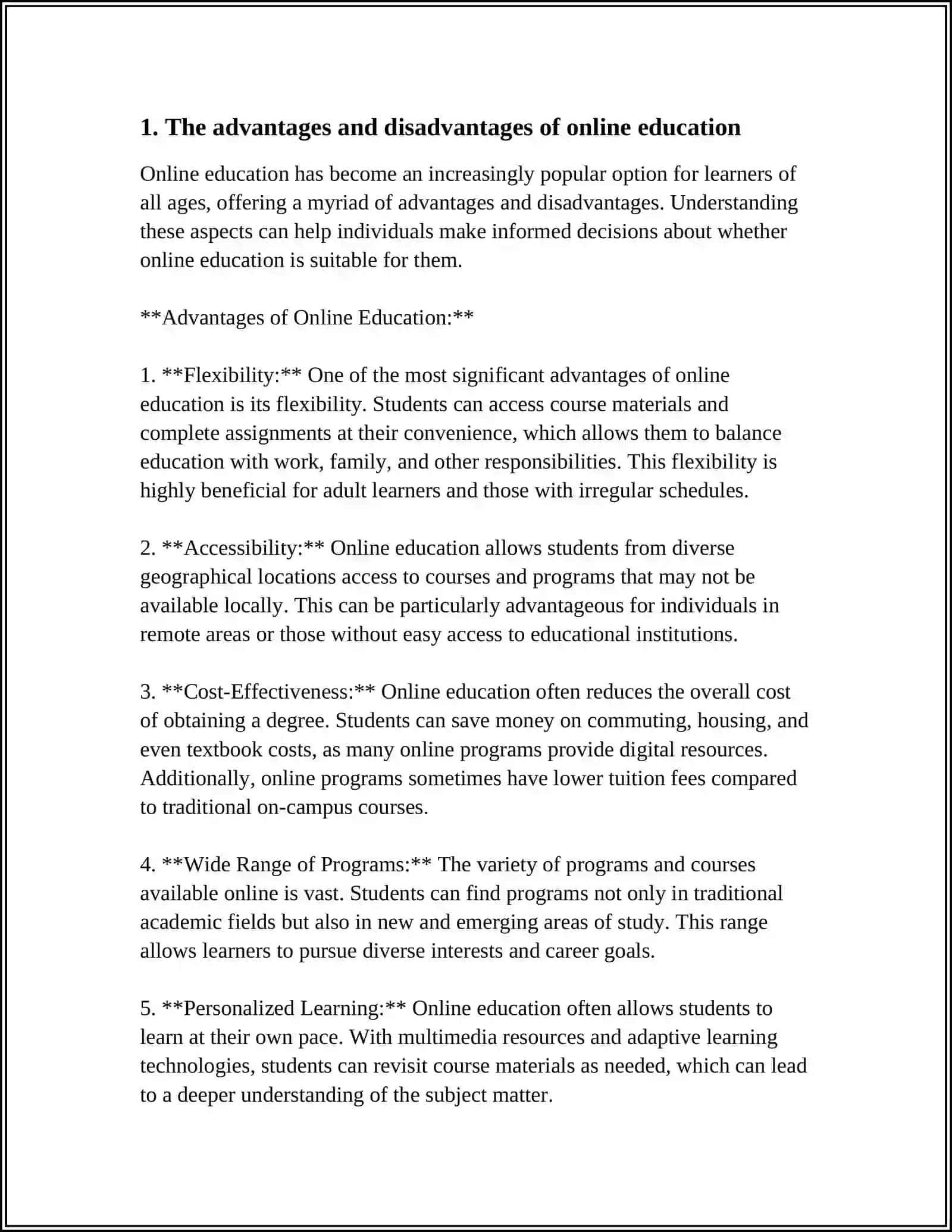 ADVANTAGES AND DIADVANTAGES ESSAY 3
