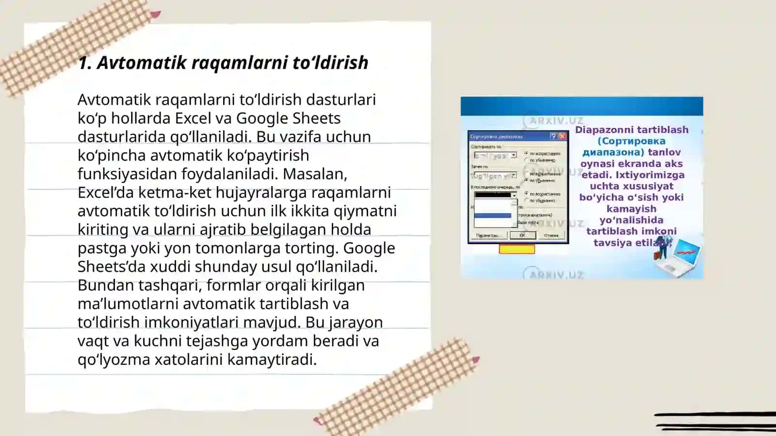 Avtomatik raqamlarni toʻldirish 3