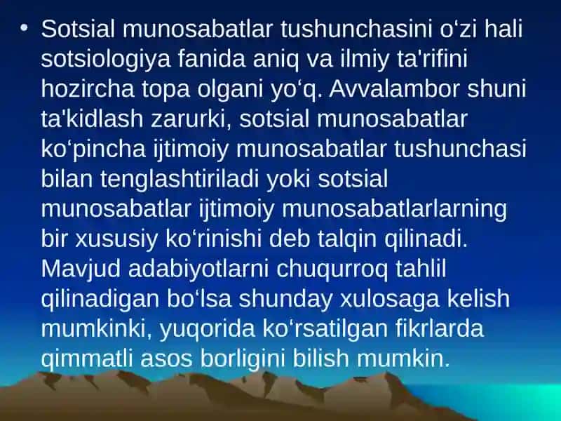 Sotsial munosabatlar 3