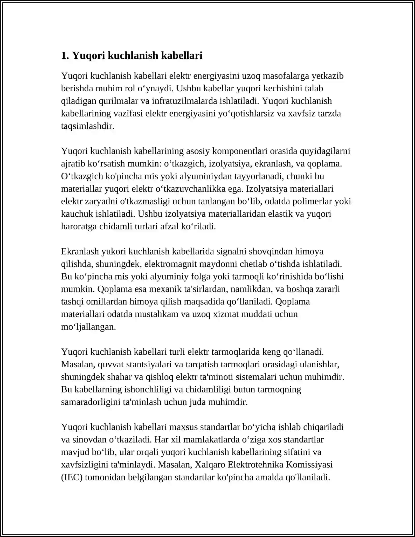 ELEKTR KABELLARNING TURLARI 3