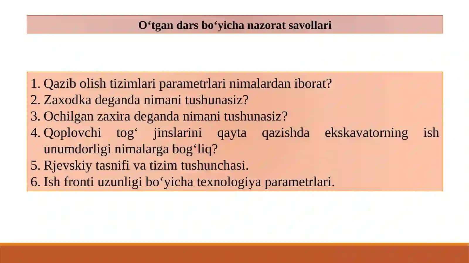 MA’RUZA:CHUQURLAMA (УГЛУБОЧНАЯ)QAZISH TIZIMLARI TEXNOLOGIYASI VA KOMPLEKS MEXANIZATSIYALASH 3
