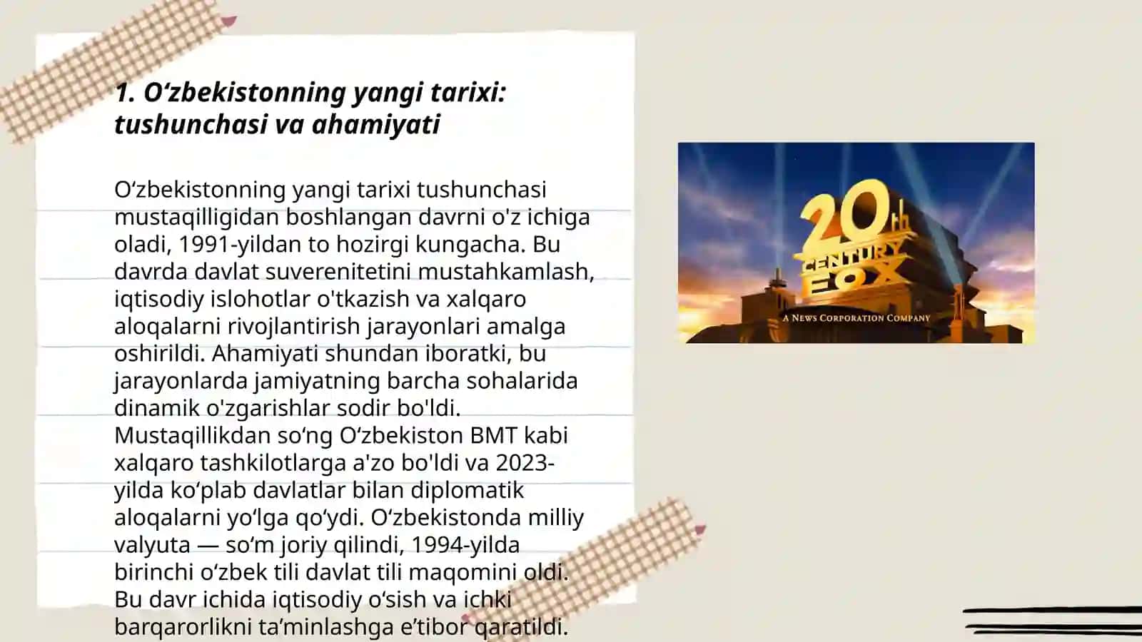O‘zbekistoning eng yangi tarixi oquv fanining predmeti maqsadi va vazifalari 3