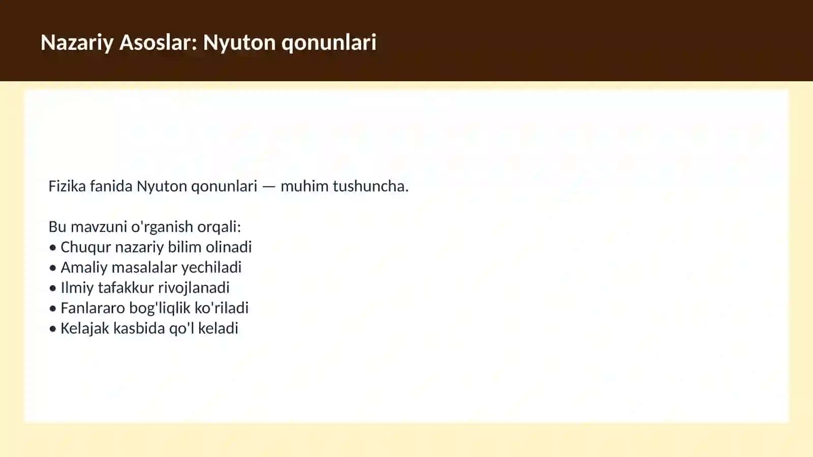 Kinematika O'qituvchilar va talabalar uchun dars ishlanma 3