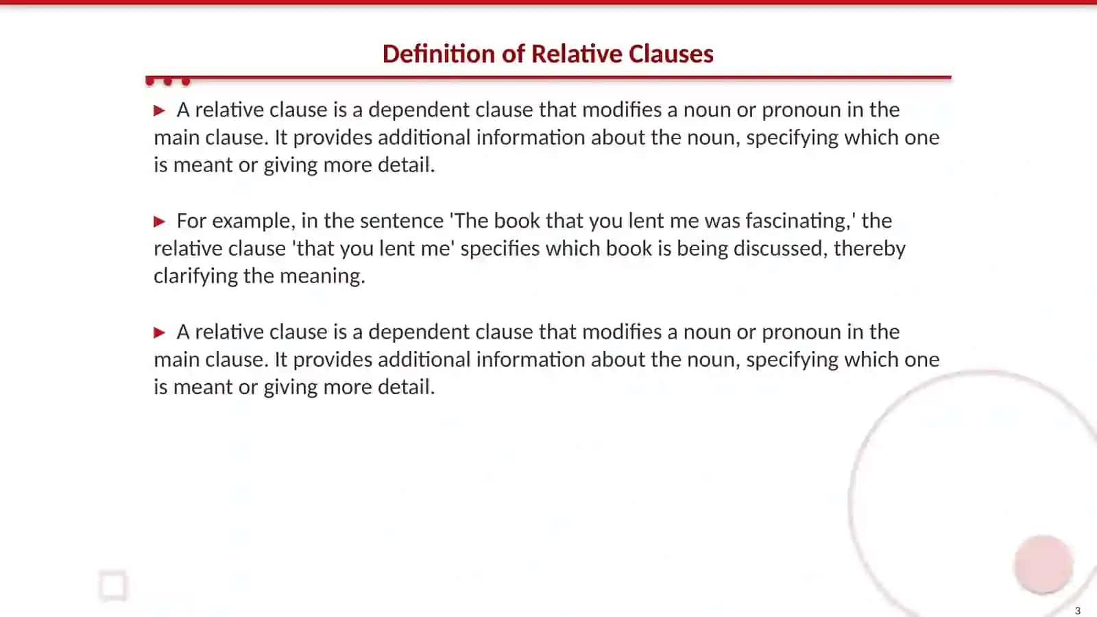 Definition of Relative Clauses 3