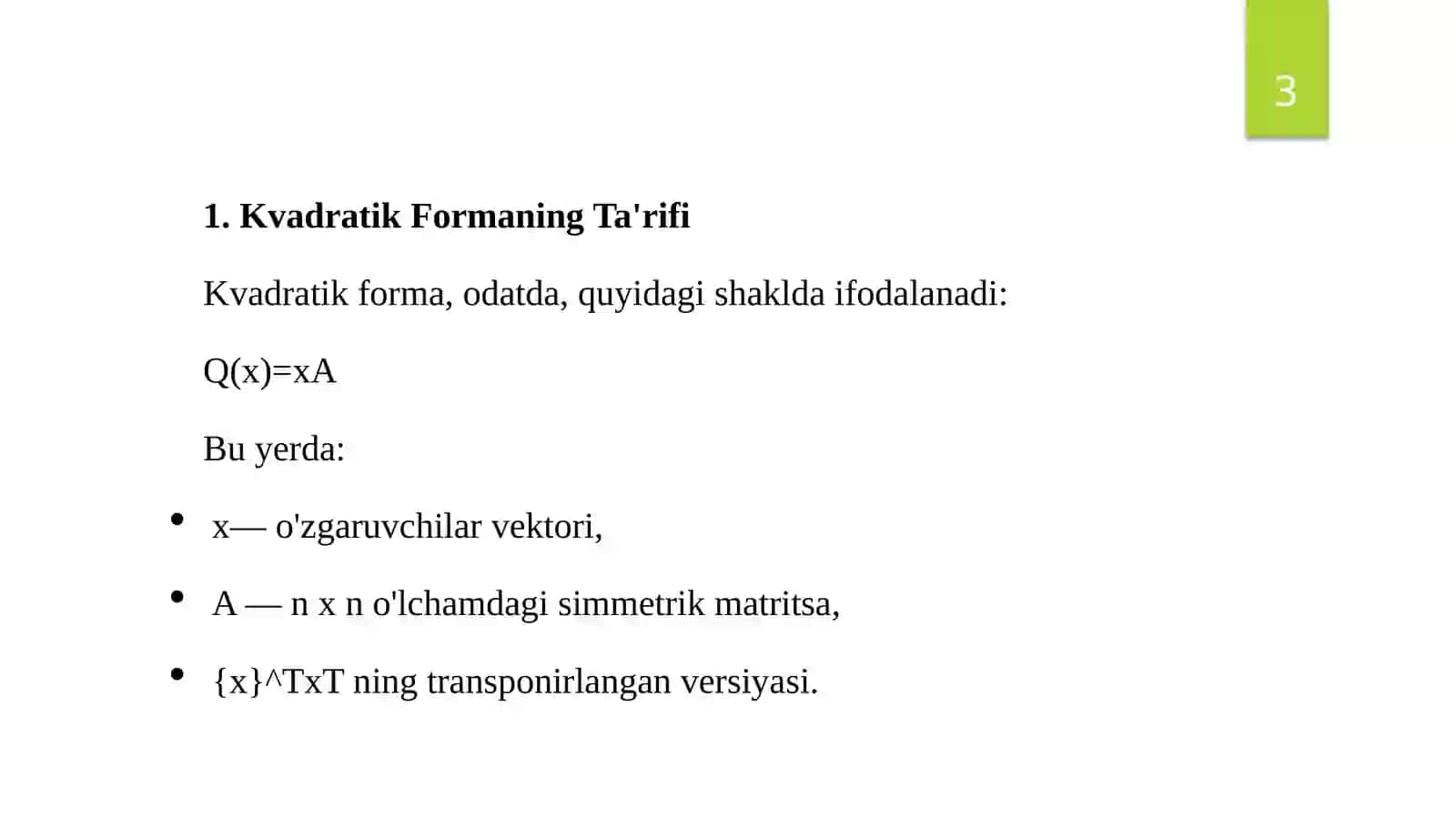 Kvadratik Formalar 3
