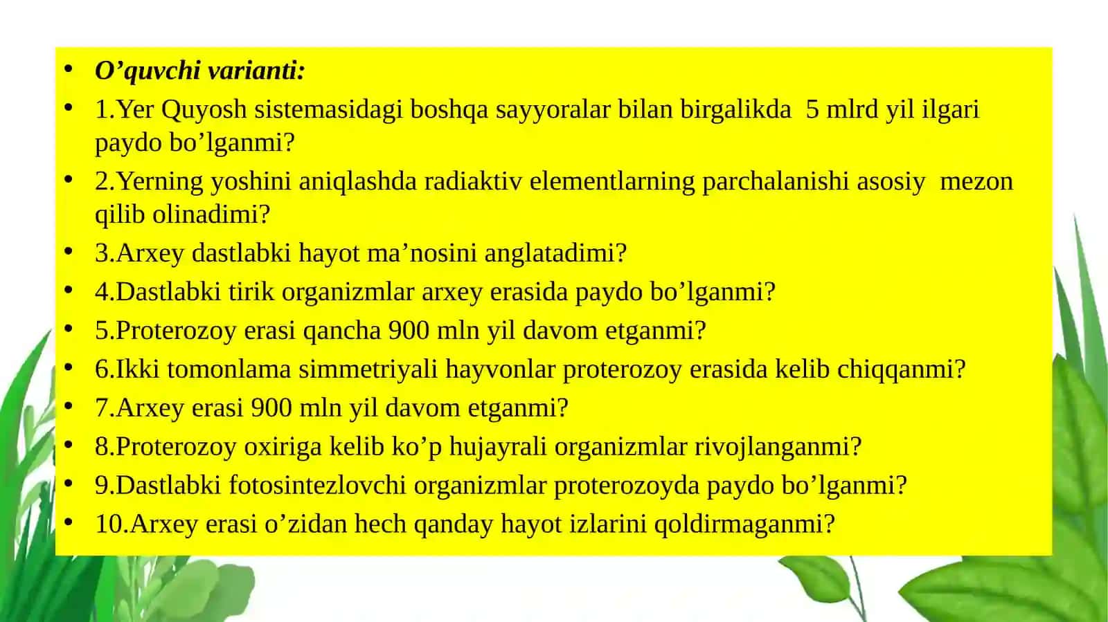 O’tilgan mavzu 3