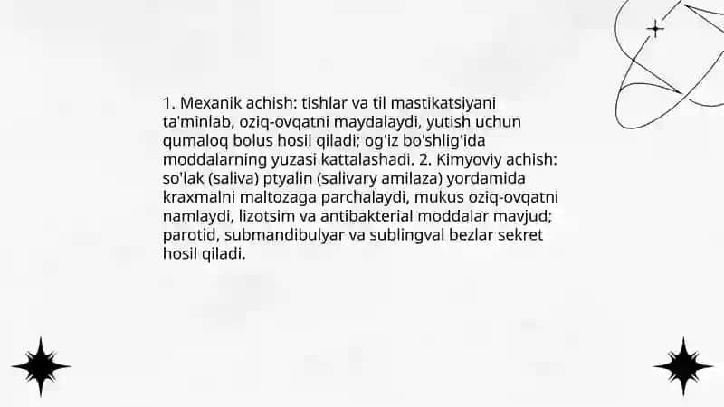 Metabalizm - achish jarayoni 3