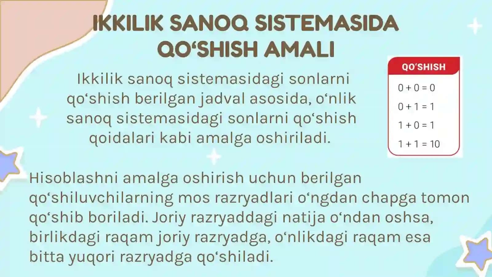 Arifmetik amallarni bajarish 3