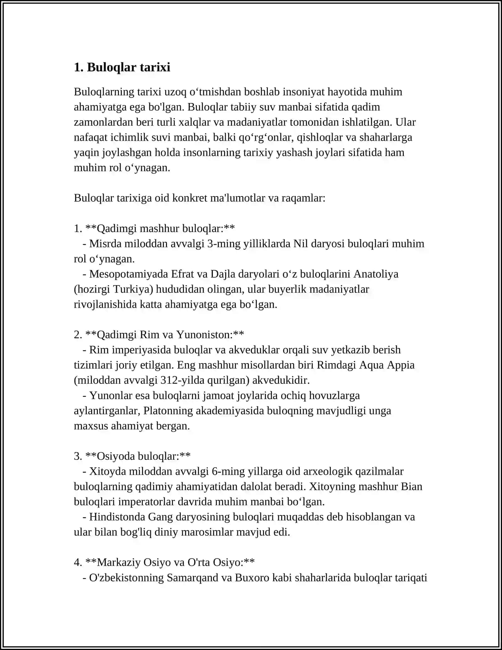 Buloqlar tarixi 3