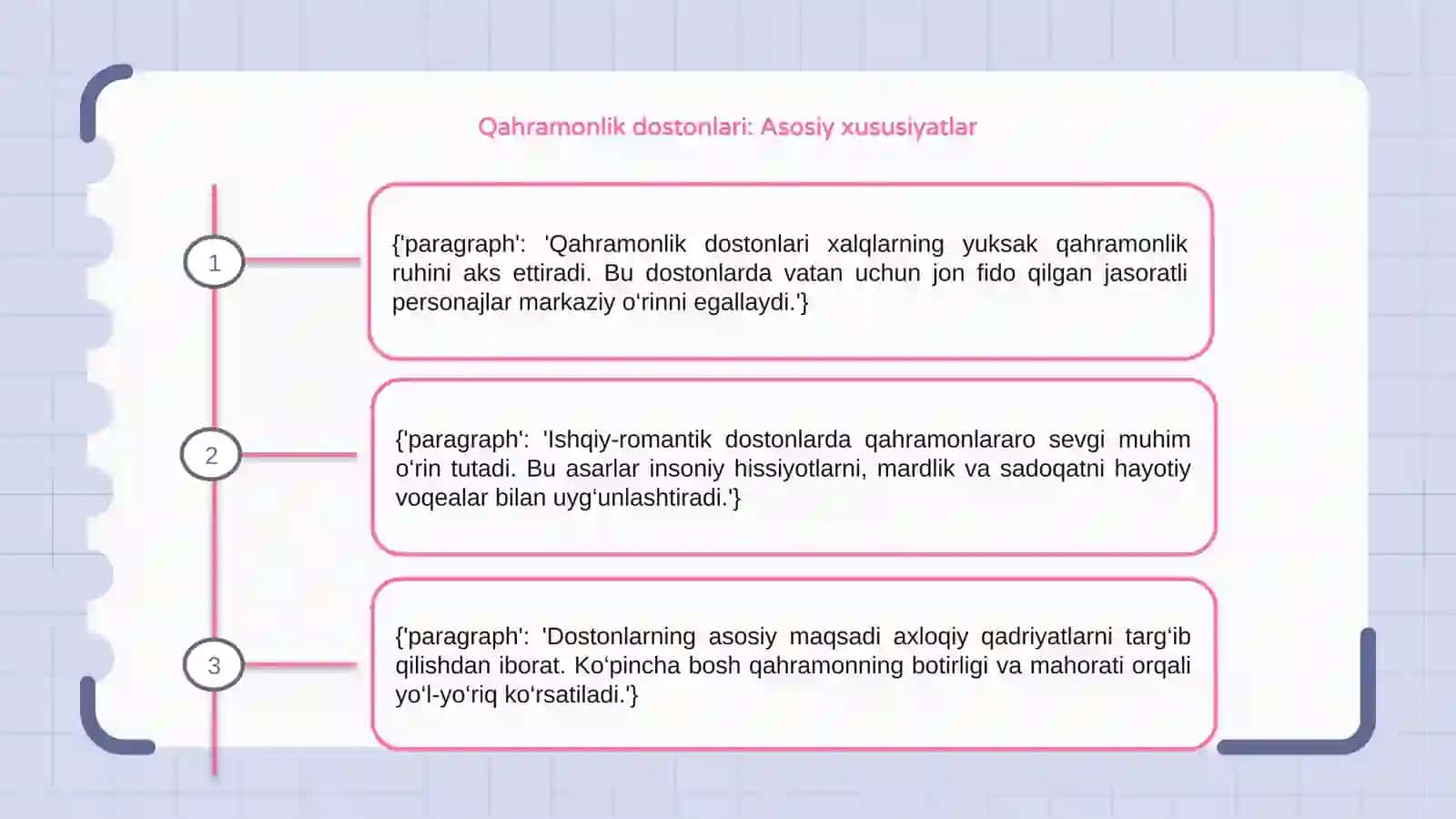 Qahramonlik dostonlari: Asosiy xususiyatlar 3