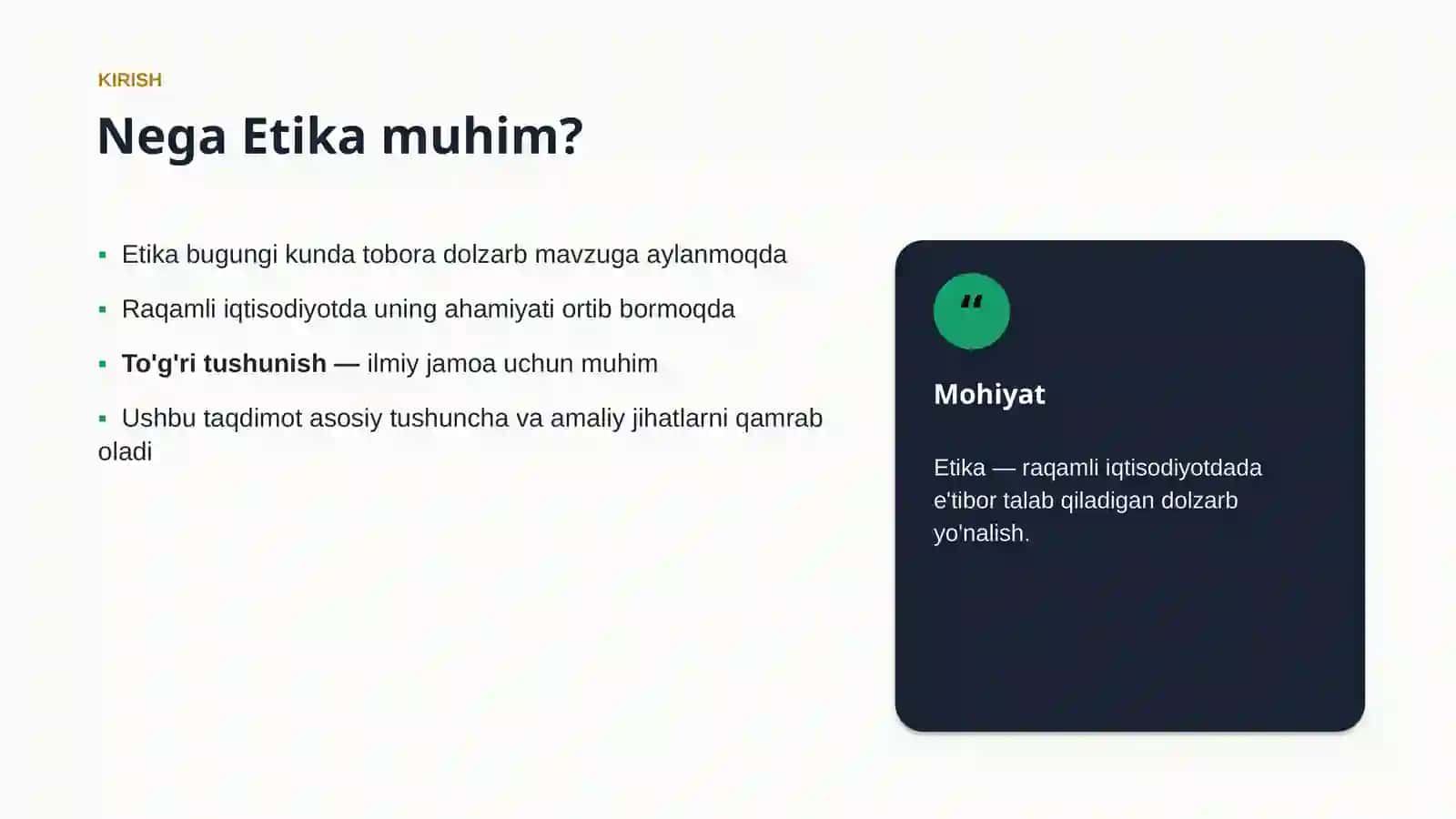 RAQAMLI IQTISODIYOTDA • #960971 Etika 3
