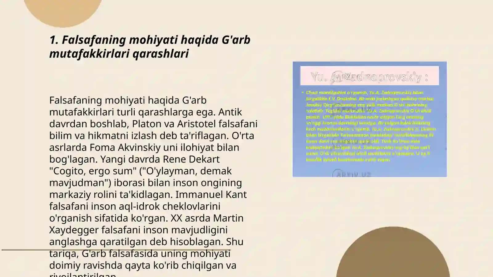 Falsafaning mohiyatiga oid Sharq va Gʻarb mutafakkirlari taʼriflarini tasniflash 3