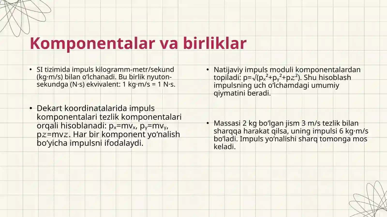 Jism impulsi. Jismlar sistemasining impulsi. Impulsning saqlanish qonuni. Elastik va noelastik to‘qn 3