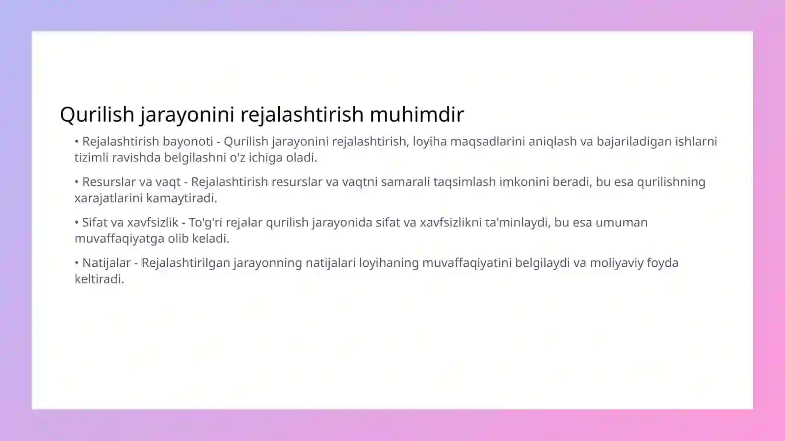 Qurilishda ishlab chiqarishni tashkil etish va rejalashtirish 3