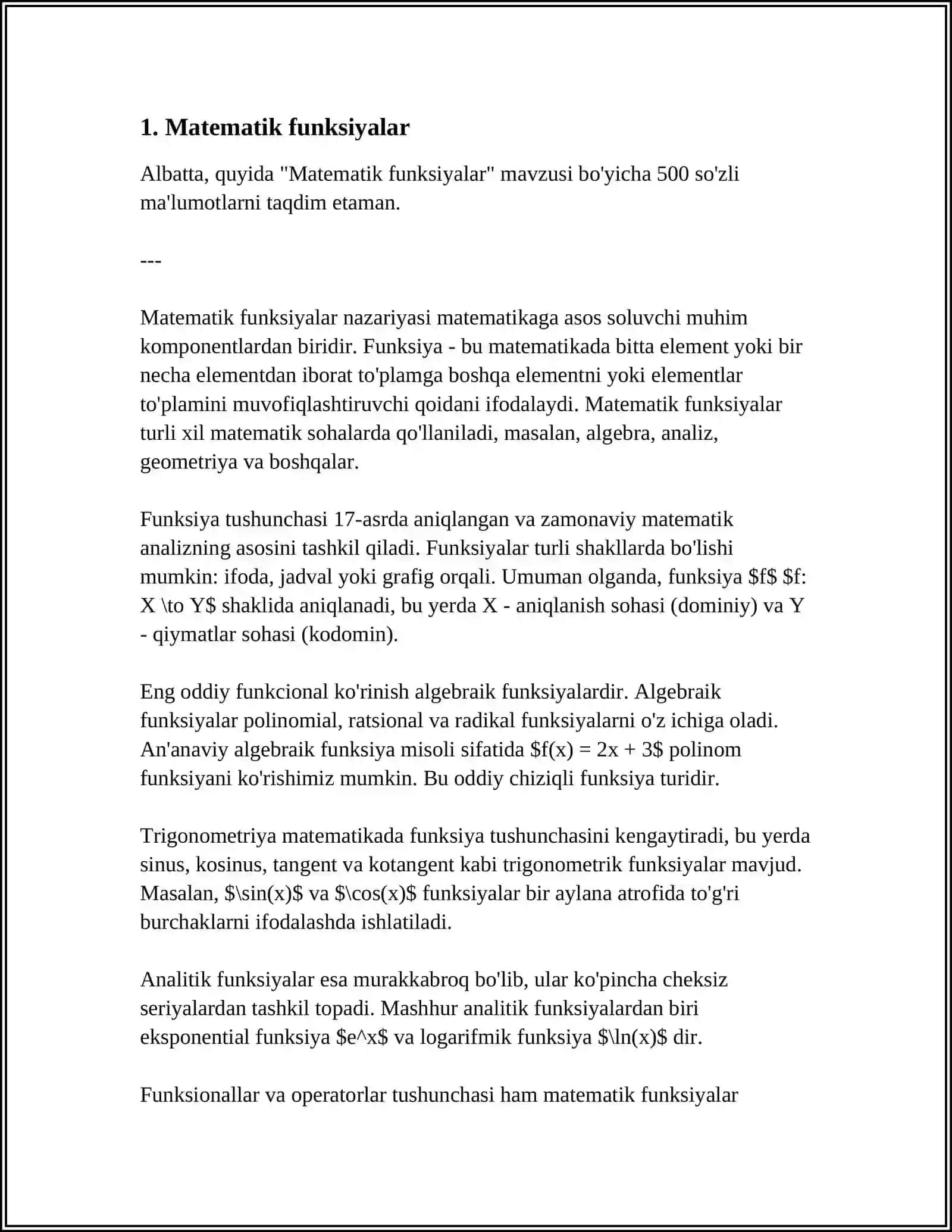 Matematik funksiyalar 3