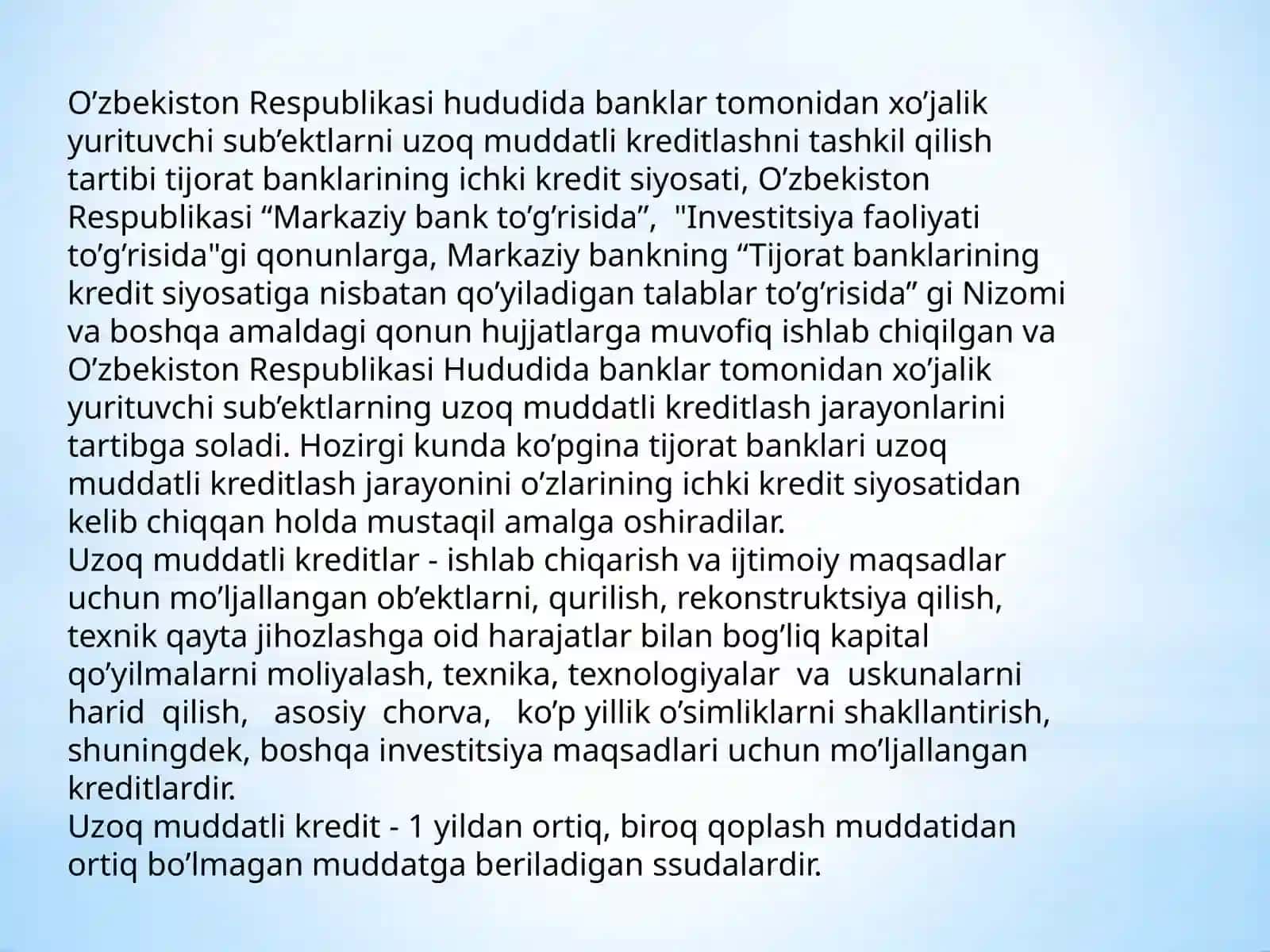 Investitsiya faoliyatini kreditlash 3