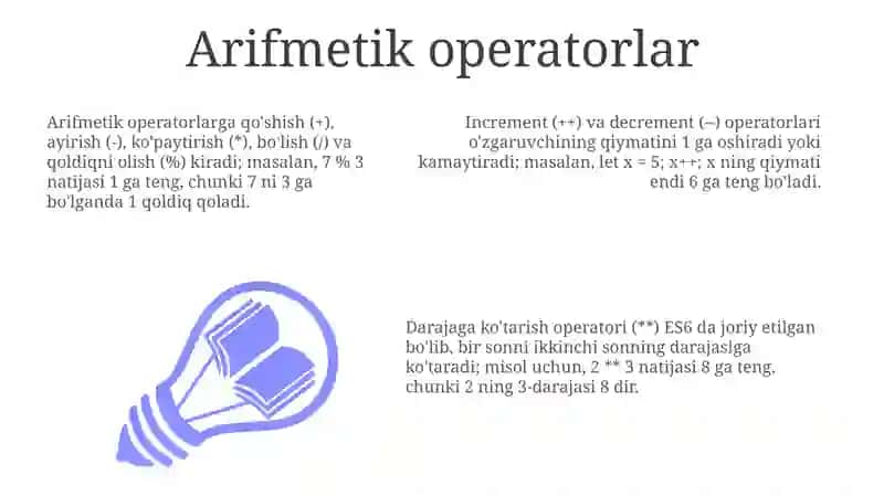 Javascript dasturiy tili operatorlar 3