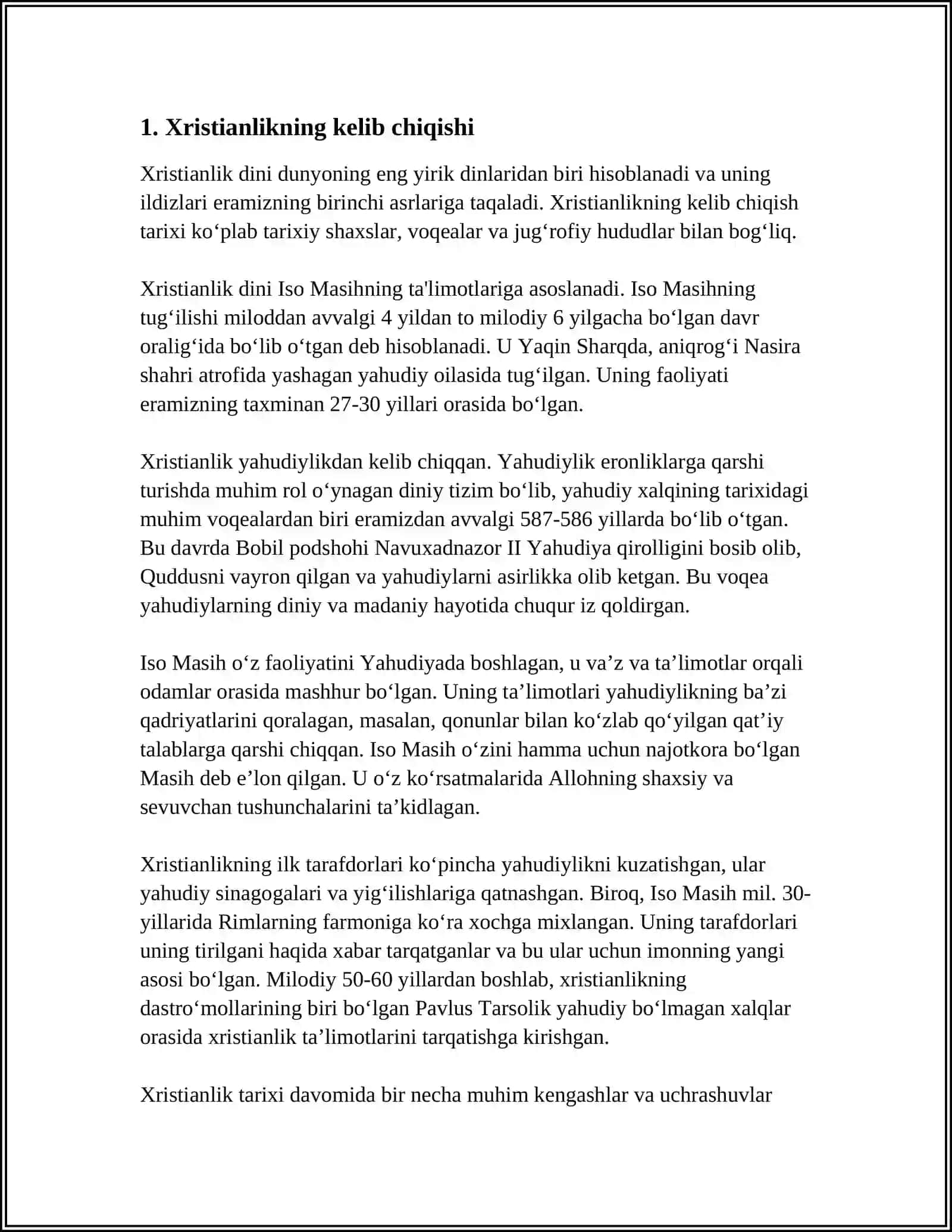 JAHON DINLARI: XRISTIANLIK 3