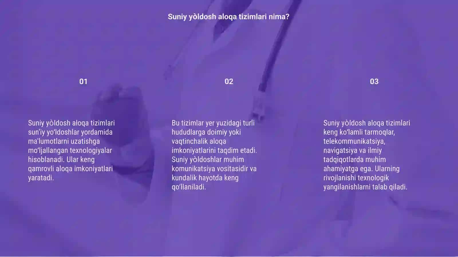Suniy yòldosh aloqa tizimlari 3
