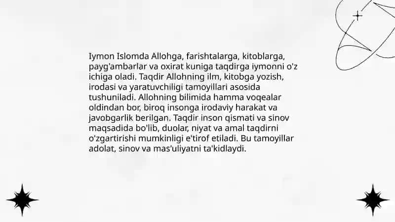 Islomda iymon taqdir risq tushinchalari 3
