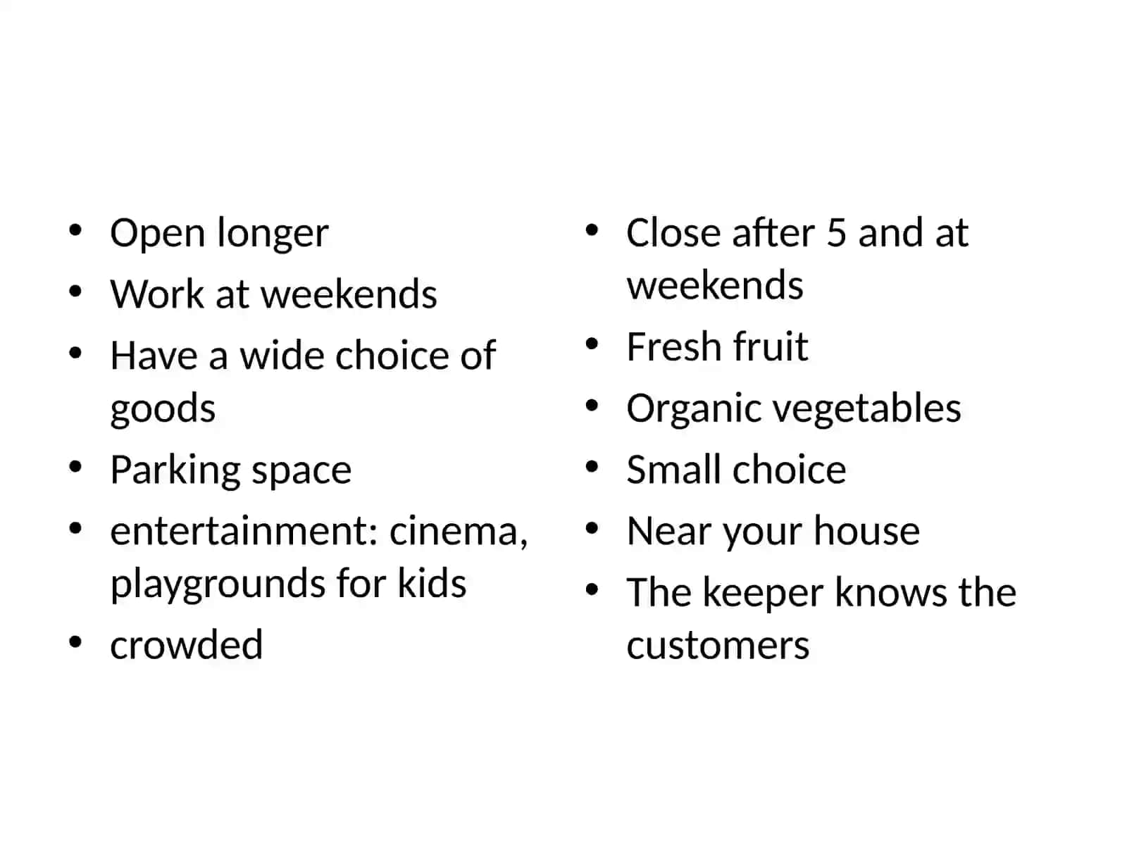 Difference between malls and small shops 3
